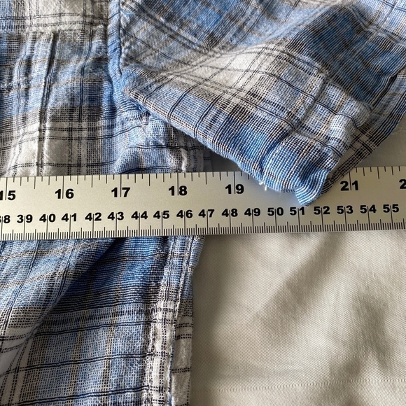 Weatherproof Vintage Washable Linen Men's Blue Plaid SS Button Up Shirt Small - Picture 9 of 11